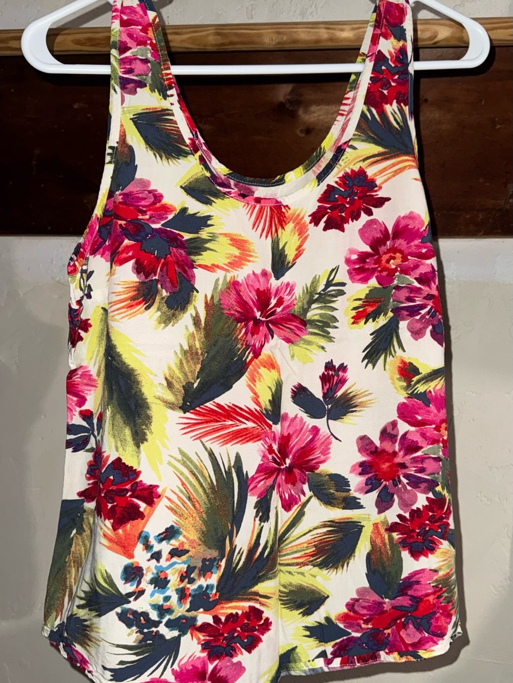 GAP Tropical Floral Scoop Tank - Pink, Yellow, Green, Navy